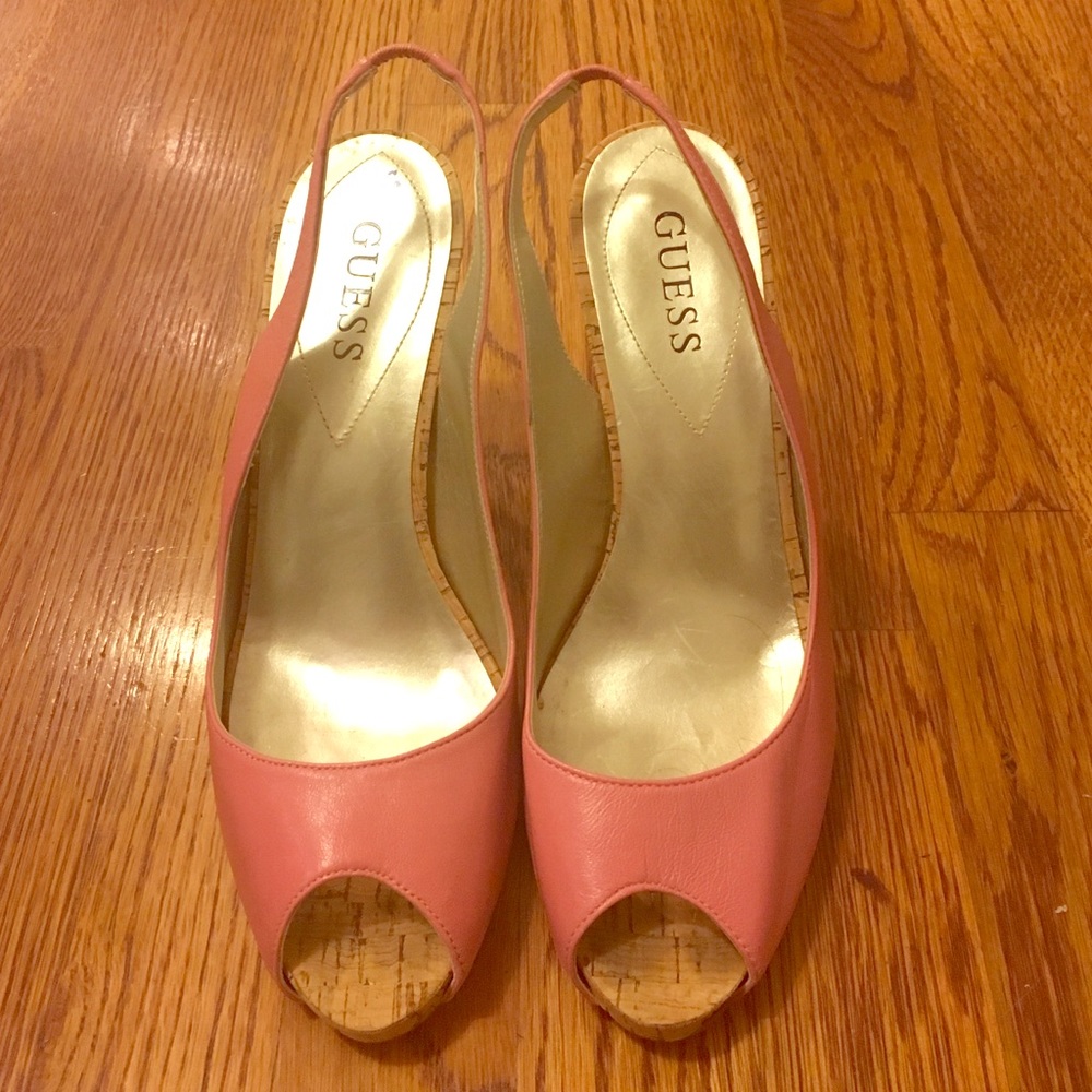 Peeptoe slingback Guess heels